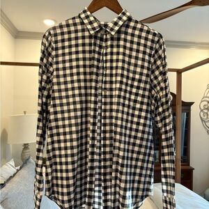 J Crew Navy and White Checkered Shirt